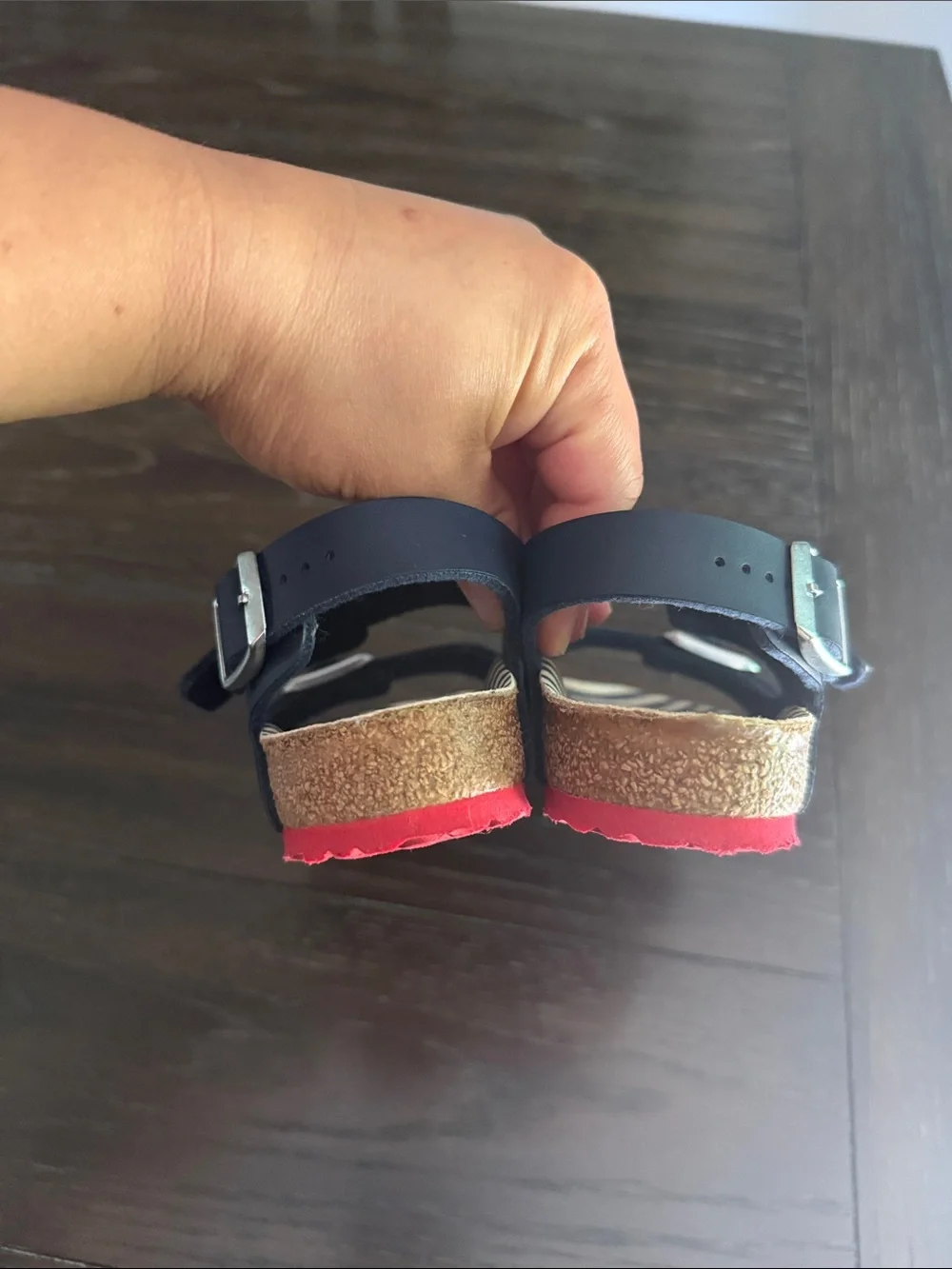 Birkenstock Blue Double-Buckle Kids Sandals with Striped Footbed